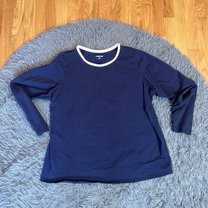 Land's End Navy White Lounge Cotton Top Size 1X
